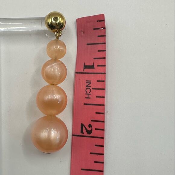 Monet Dangle Drop Pierced Earrings Round Balls Gold Orange Retro - Picture 6 of 12